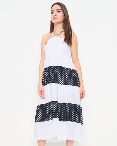 Jupe longue blanche à pois GRANDE TAILLE - Vêtements