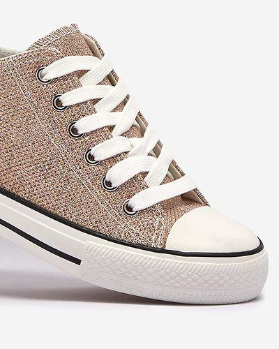 Baskets d'or pour femmes sur une ancre cachée avec fil brillant Seggat- Footwear