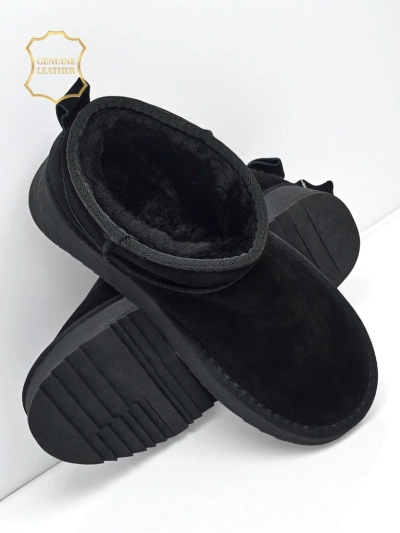 Bottes courtes de style bottes de neige pour femmes en cuir naturel Elunara