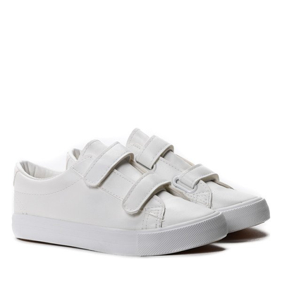 Dziecięce, białe tenisówki na rzepy - Obuwie