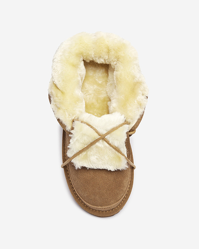 Bottes de neige nouées pour femmes marron clair avec fourrure Miusho - Chaussures