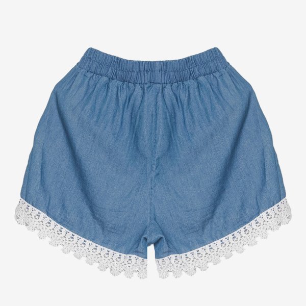 Short court femme bleu avec dentelle - Vêtements 1