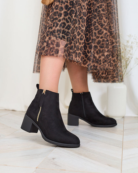 Royalfashion Bottines basses à talon aiguille pour femmes en éco-daim noir Rejerry