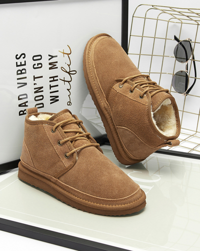 Bottes de neige nouées pour femmes marron clair avec fourrure Miusho - Chaussures