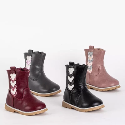 OUTLET Boots fille grises avec tige décorative Nokimi-Shoes