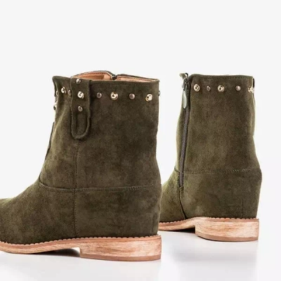 OUTLET Bottes de cowboy vert foncé sur un coin Brenna - Chaussures