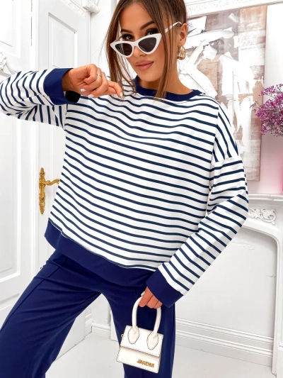 Ensemble en coton rayé Royalfashion pour femmes avec pantalons larges