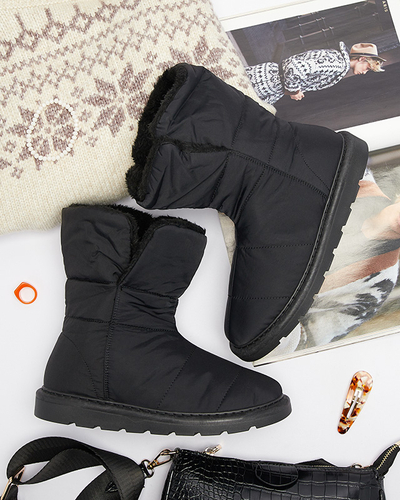 Bottes noires pour femmes a'la bottes de neige Kalioli- Footwear
