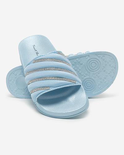 Chaussons femme bleus avec zircons cubiques Erikis - Footwear