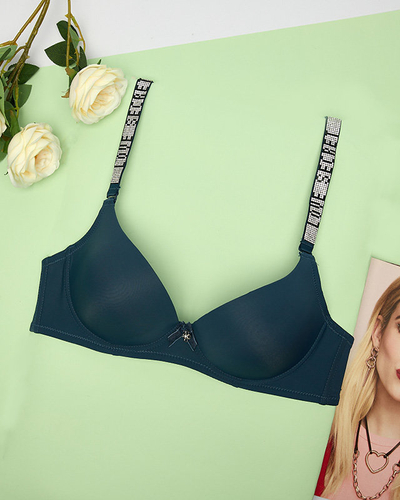 Royalfashion Soutien-gorge push-up uni bleu marine avec bretelles décorées