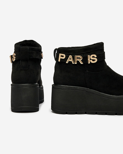 Royalfashion Noir bottes femmes a'la bottes de neige avec ornement Parisela