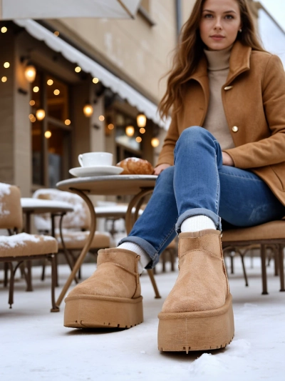 Royalfashion Bottes de neige à plateforme pour femmes a'la Dagodo