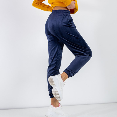 Pantalon de jogging en velours bleu marine avec inscription brodée - Vêtements