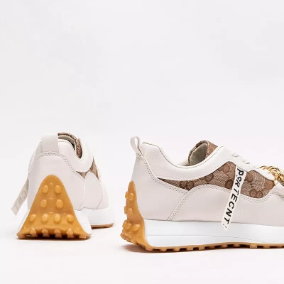 Baskets femme blanches et marron clair avec imprimé Philly-Footwear