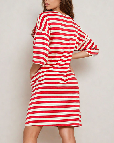 Royalfashion Robe midi oversize rayée pour femme