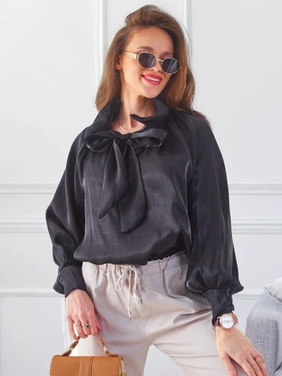 Royalfashion Chemisier brillant pour femmes avec col décoratif