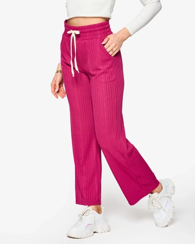 Pantalon large côtelé pour femme en fuchsia- Vêtements
