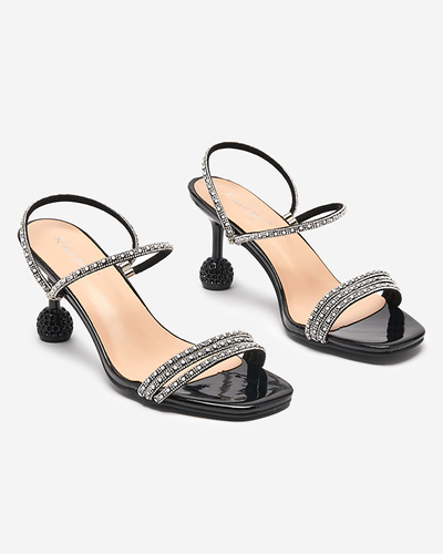 Pantoufles laquées noires à talons bas Lakopi - Footwear
