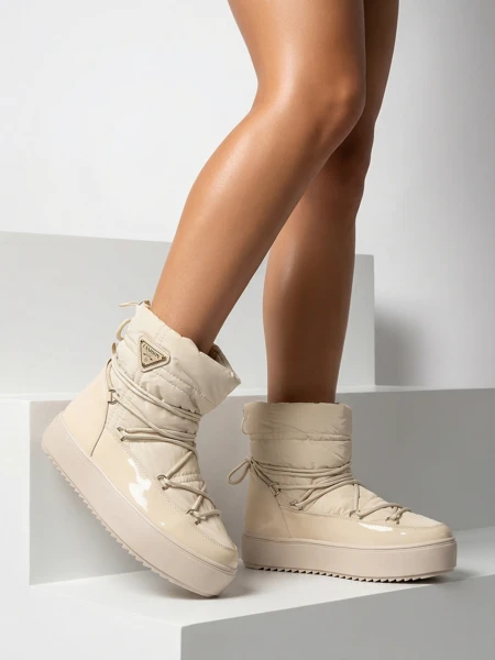 Royalfashion Bottes à enfiler pour femmes bottes de neige a'la en beige Vevnose