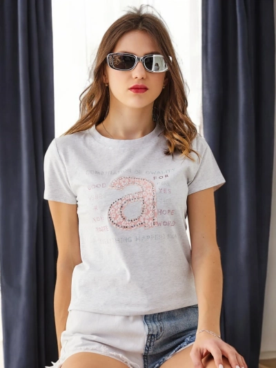 Royalfashion T-shirt en coton pour femmes Combination Of Owality