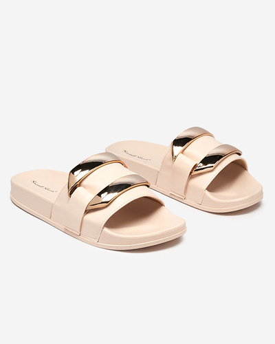 Chaussons femme beiges ornement Serina doré - Footwear
