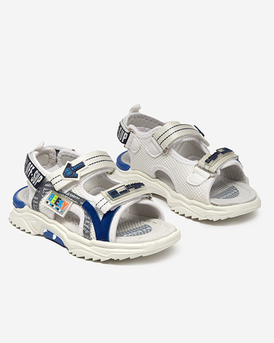 Sandales enfant blanches et bleu marine fermées par Velcro Ceteris - Chaussures