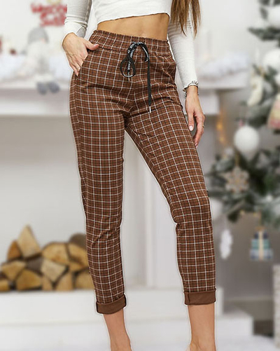 Royalfashion Pantalon à carreaux pour femme