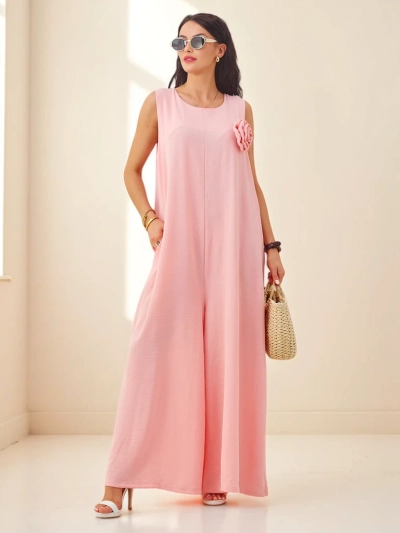 Atena Rosa Palazzo – combinaison élégante à bretelles en viscose
