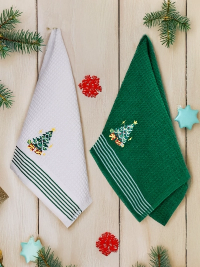 Royalfashion Ensemble de serviettes de vacances Happy New Year