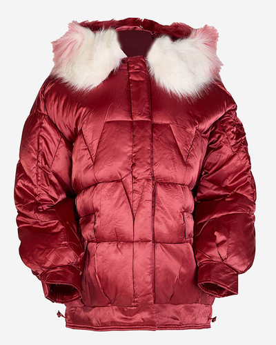 Veste d'hiver pour femme marron avec garniture en duvet synthétique - Vêtements
