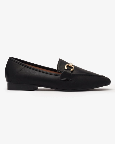 Mocassins noirs pour femmes avec ornements dorés Suletta- Footwear
