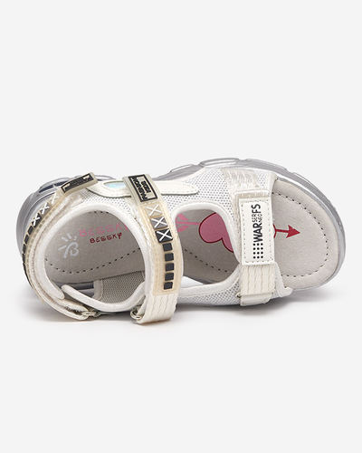 Sandales blanches et argentées pour enfants avec velcro Mepoti - Footwear