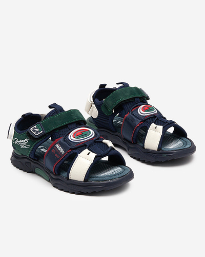 Sandales pour garçon bleu marine et vert avec velcro Roser-Footwear