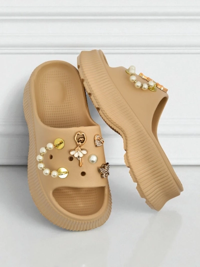 Royalfashion Sandales en caoutchouc pour femmes avec ornements Slash Glam