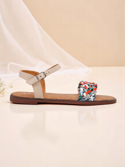 Royalfashion Sandales plates pour femmes ColorStrap