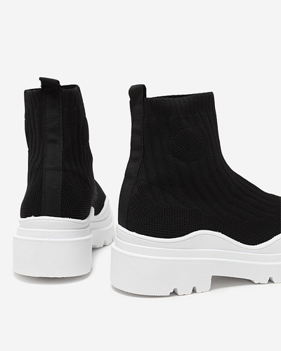 Bottines pour femme sur semelle plus épaisse en noir et blanc Korlico - Footwear