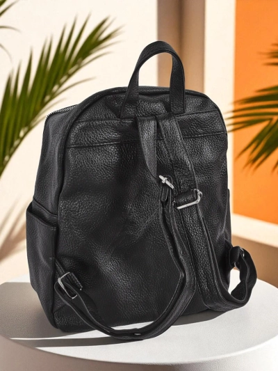 Sac à Dos Tressé pour Femmes AURELIA par Królewska Moda en Cuir Écologique Noir