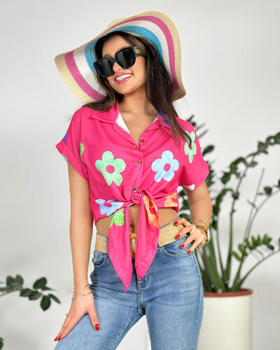 Royalfashion Chemise courte à fleurs pour femme