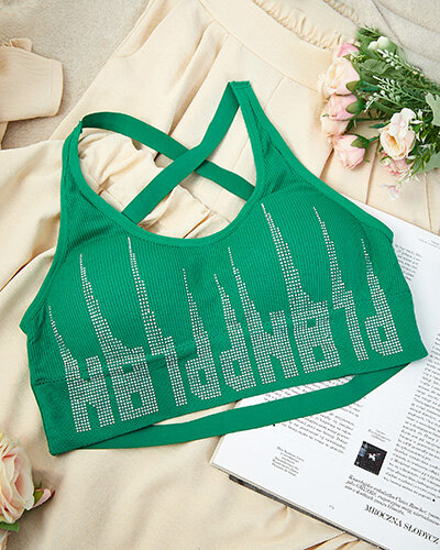 Royalfashion Soutien-gorge de sport pour femme avec zircons