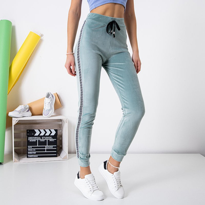 Pantalon de jogging femme vert menthe à rayures - Vêtements