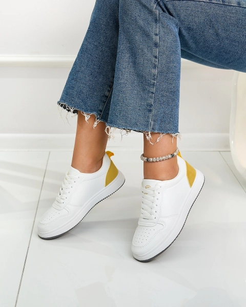 Royalfashion Chaussures de sport classiques blanches et jaunes Colorburst Classics