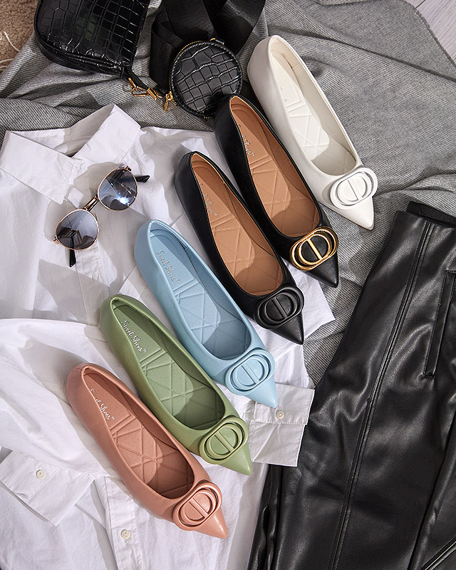 Ballerines pointues blanches pour femme avec ornement sur le bout Manico - Footwear