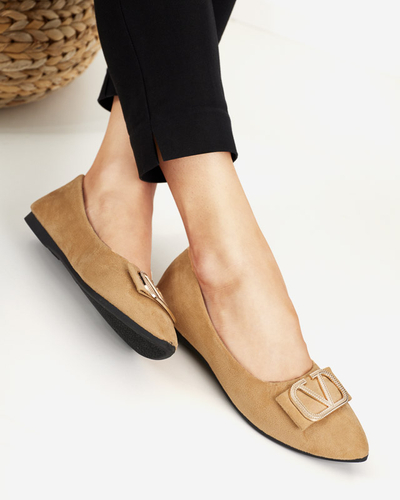Ballerines beiges pour femmes avec ornement sur le bout Cavo - Footwear
