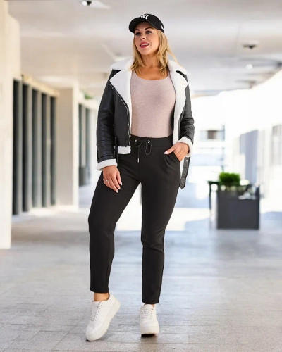 Pantalons Treggings doublés en polaire de grande taille pour femmes Royalfashion