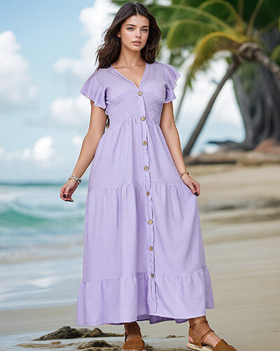 Royalfashion Robe femme longueur genou