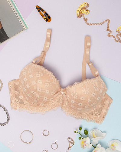 Soutien-gorge femme avec dentelle beige - Sous-vêtements