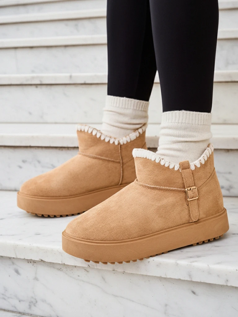 Royalfashion Bottines courtes pour femmes de style botte de neige Ewioz