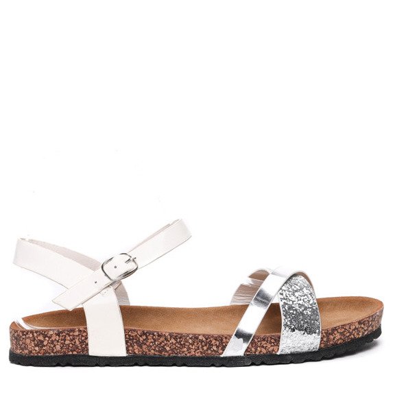 OUTLET Sandales Nincoa blanches et argentées à rayures scintillantes - Footwear