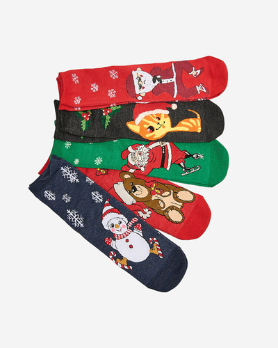 Chaussettes colorées pour femmes avec un motif de Noël - Sous-vêtements