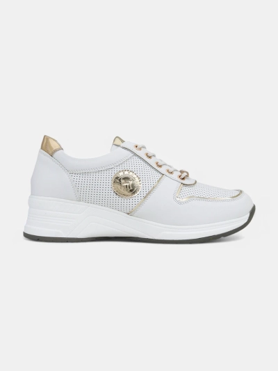 Sneakers compensées pour femmes Calista Athena blanches en cuir écologique